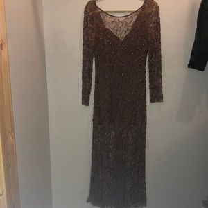 Vintage Bronze Sequenced Prom Dress
